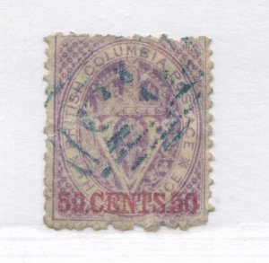 British Columbia 1869 50 cents on 3d perf 12 1/2 used