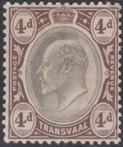002755/ Transvaal 1902 Sg249 4d Black & Brown M/MINT Cv £20