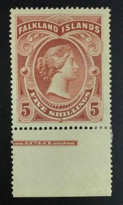 MOMEN: FALKLAND ISLANDS SG #42 IMPRINT 1898 MINT OG LH LOT #63481