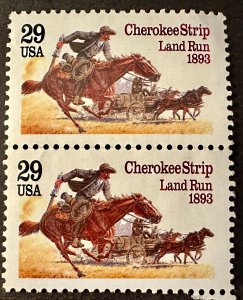 US # 2754 Cherokee Strip pair 29c 1993 Mint NH