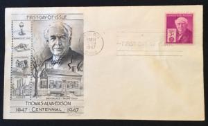 US Unaddressed Smartcraft FDC #945 Thomas Edison L18