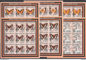 Imperforate 2002 Mozambique New Flora Fauna Butterflies Scouting 9Set ** Kv228