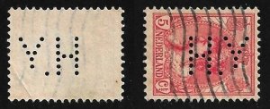 Netherlands Perfin H.Y on Scott # 65. All Additional Items Ship Free.