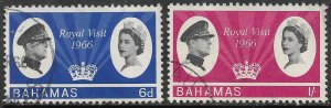 Bahamas Stamp Set - Scott #228-229/CD320 Royal Visit Canc/LH 1966