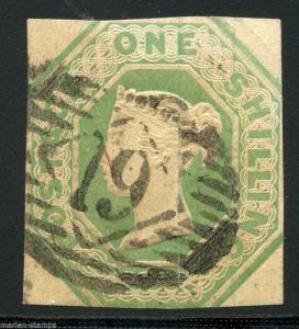 GREAT BRITAIN  ONE SHILLING GREEN  SCOTT#5 USED LOT IV