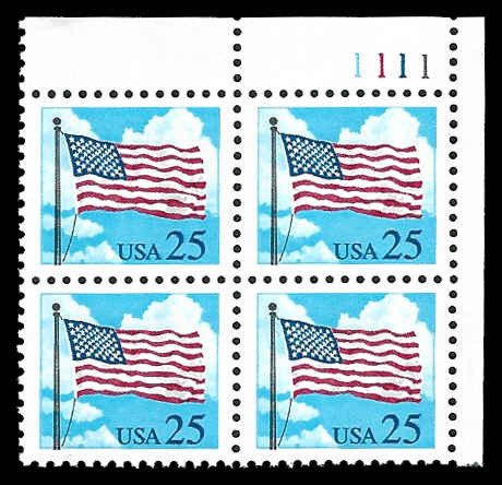 PCBstamps   US #2278 PB $1.00(4x25c)Flag & Clouds, (2222), MNH, (UL)