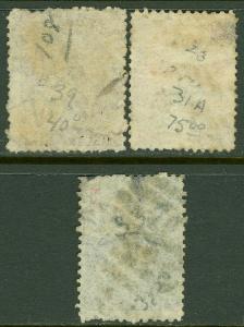 EDW1949SELL : NEW ZEALAND Scott #31, 33, 39 Used. Small faults. Catalog $165.00.