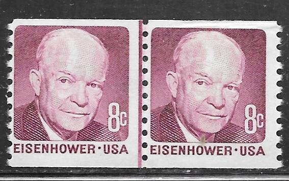 USA 1402: 8c Dwight D. Eisenhower, coil line pair, MNH, F-VF