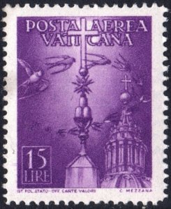 Vatican City SC#C12 15£ Birds Circling Cross (1947) MNH*