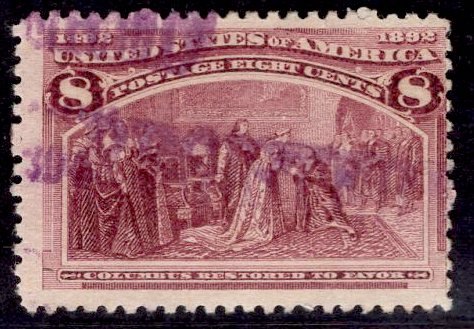 US Stamp #236 8c Columbian USED SCV $10.00