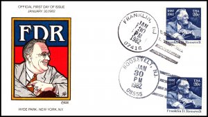 Scott 1950 20 Cents Franklin Roosevelt Collins Hand Painted FDC