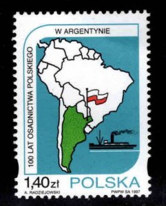 Poland Scott 3357 MNH** Argentina, South America map stamp