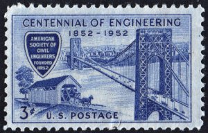 SC#1012 3¢ Engineering Centennial Single (1952) MNH