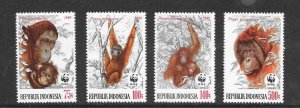 INDONESIA #1380-83  ORANGUTANS  WWF  MNH