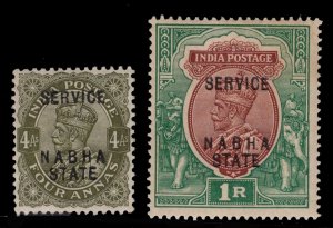 MOMEN: INDIA NABHA SG #O37-O38 1913 MINT OG H £95 LOT #68122*