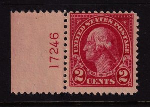 1923 Washington 2c carmine Sc 554 MNH left plate number single CV $15 (L17