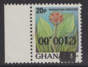 GHANA SG1262a 1988 100c on 20p SURCHARGE INVERTED MNH