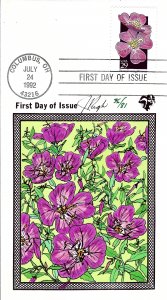 Pugh Designed/Painted Evening Primrose FDC...36 of 81 created!