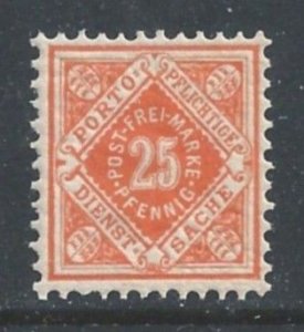Wurttemberg #O6 NH 25pf Numeral Official