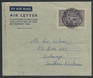 TRINIDAD 1953 GVI 12c airletter used to Rhodesia...........................58353