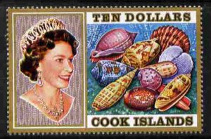 COOK ISLANDS - 1974 - Sea Shells,  High Value $10 - Perf 1v - Mint Never Hinged