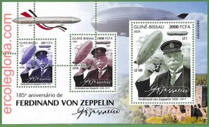 B1474 - GUINE-BISSAU - ERROR MISPERF Stamp Sheet -2023 - Ferdinand von Zeppelin-