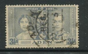 ADEN - Scott 15 - Coronation Issue - 1937- Used - Single 3.1/2a Stamp