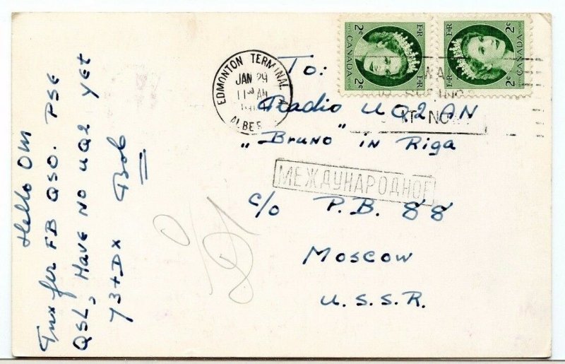 2x2c wilding issue post card 1960 with receiver >> RUSSIA USSR << Canada