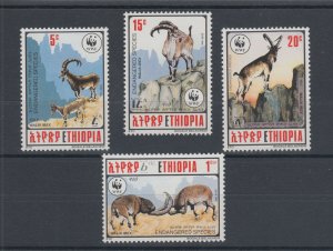 Ethiopia Sc 1303-1306 MNH. 1990 WWF cplt. Endangered Animals