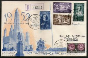 South Africa 1952 Jan Van Riebeeck at the Cape of Good Hope Sc 115-19 FDC # 7881