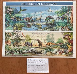 US #3136 MNH Sheet of 15 Canceled Dinosaurs Signed by designer w/note L31