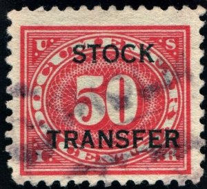 RD9 50¢ Stock Transfer Stamp (1918) Used