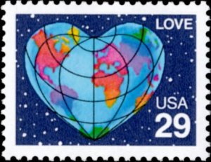 1991 29c Love, World Heart, Perf. Scott 2535a Mint F/VF NH