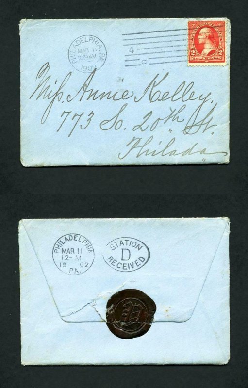 # 279B cover from Philadelphia, PA to Philadelphia, PA with letter - 3-11-1902