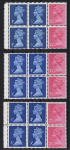 GB 1971 Machin OCP/PVA 3p/2½p booklet panes unmounted mint DP9, perf type P1r,