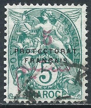 French Morocco, Sc #41, 5c on 5c, Used