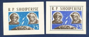 ALBANIA -  Scott 657 perf & imperf - FVF MNH S/S - space, astronaut, Vostok 1963