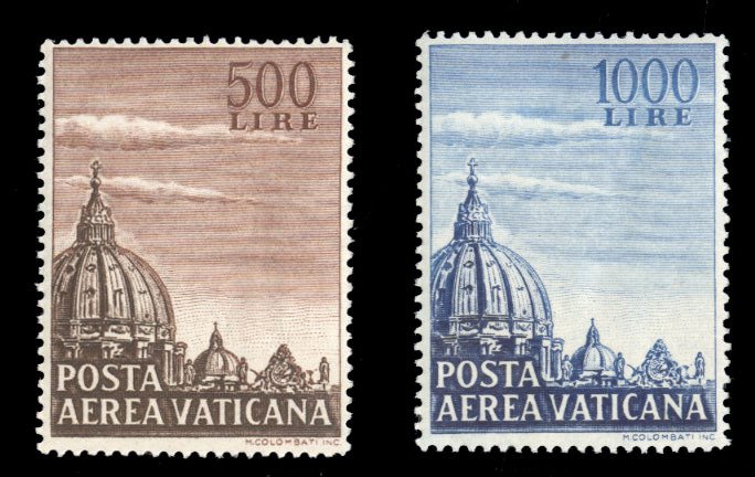 Vatican City #C22-23 Cat$140, 1953 Airpost, set of two, never hinged