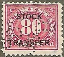 United States #RD10 80c Stock Transfer Revenue USED (1918)