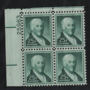 1048 25c Paul Revere 25963 UL Plate Block