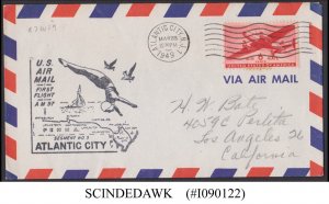 UNITED STATES USA 1949 AIR MAIL ATLANTIC CITY to LOS ANGELES FIRST FLIGHT COVER