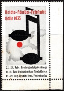 1935 Germany Poster Stamp Reich George Frideric Handel Festival City Halle MNH
