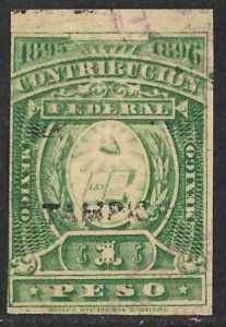 MEXICO REVENUES 1895-96 1p Contribucion Federal TAMPICA Control Back CF110 Used