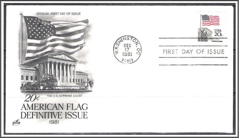 US #1895 Flag & Courthouse Coil FDC