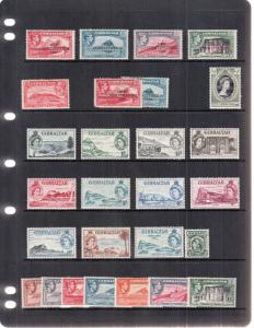 GIBRALTAR STOCK PAGE GEORGE 6TH-EARLY QE 2ND MINT/USED