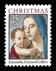 PCBstamps   US #2514 25c Christmas, Madonna & Child, MNH, (4)