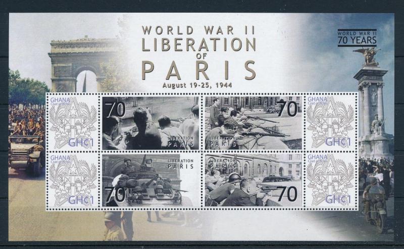 [81155] Ghana 2009 Second World war Liberation of Paris Sheet MNH