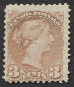Canada #37 3c Small Queen VG-F Mint OG Hinged