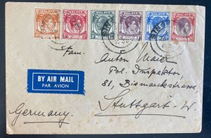 1938 Singapore Straits Settlements Airmail Cover To Stuttgart Germany