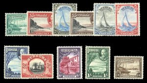 Bermuda #105-115 Cat$74.40, 1936-40 George V, complete set, hinged